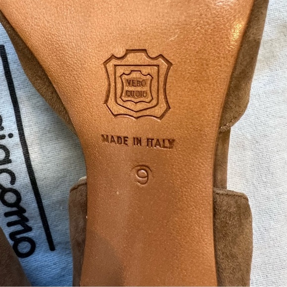 Fragiacomo Vintage High Heel Pumps Brown Suede Leather Slip On Round Toe Shoes 9 - Picture 8 of 15